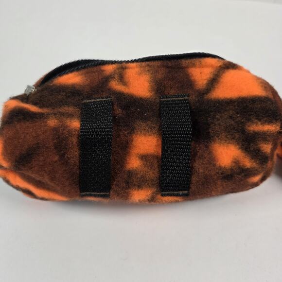 Set of Vintage 90s Orange Camo Fleece Small Organizer Belt Bags 8x4" Hunting - Picture 3 of 11